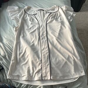 Tommy Hilfiger White Puff Sleeve Blouse with Peter Pan Collar